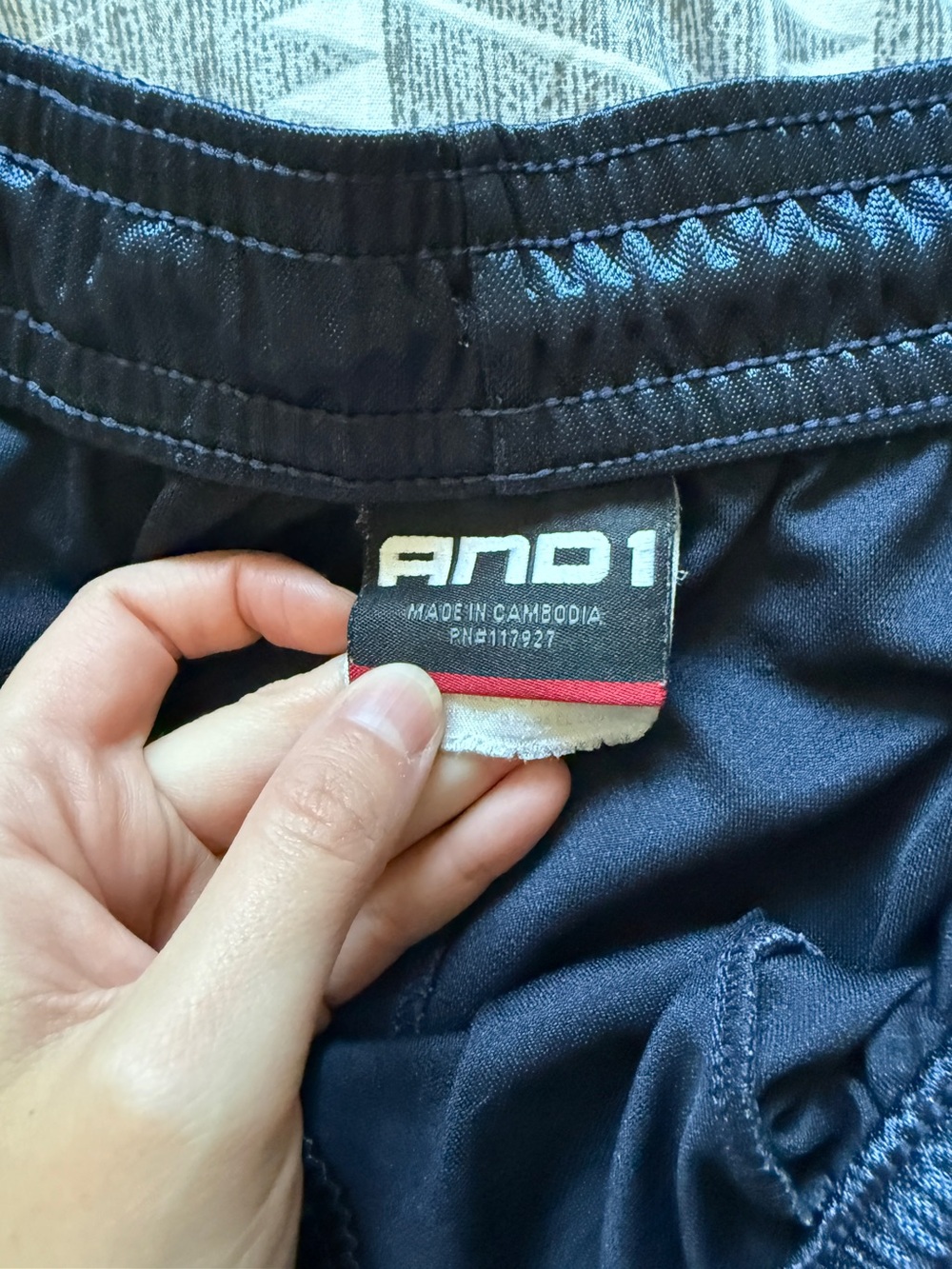 And1 Navy Athletic Shorts with White Side Panels and Red Piping - Picture 6 of 8
